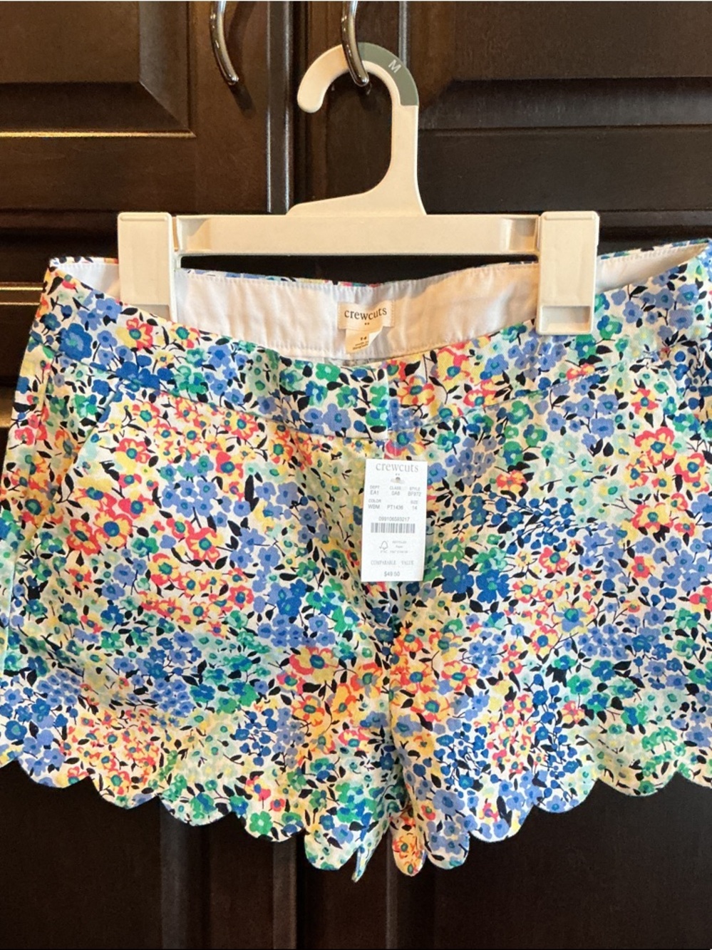 Crewcuts Blue & Multicolor Floral Scalloped Shorts